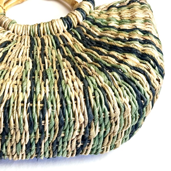 Faded Glory Woven Straw Mini Tote with Bamboo Handles - Picture 4 of 8